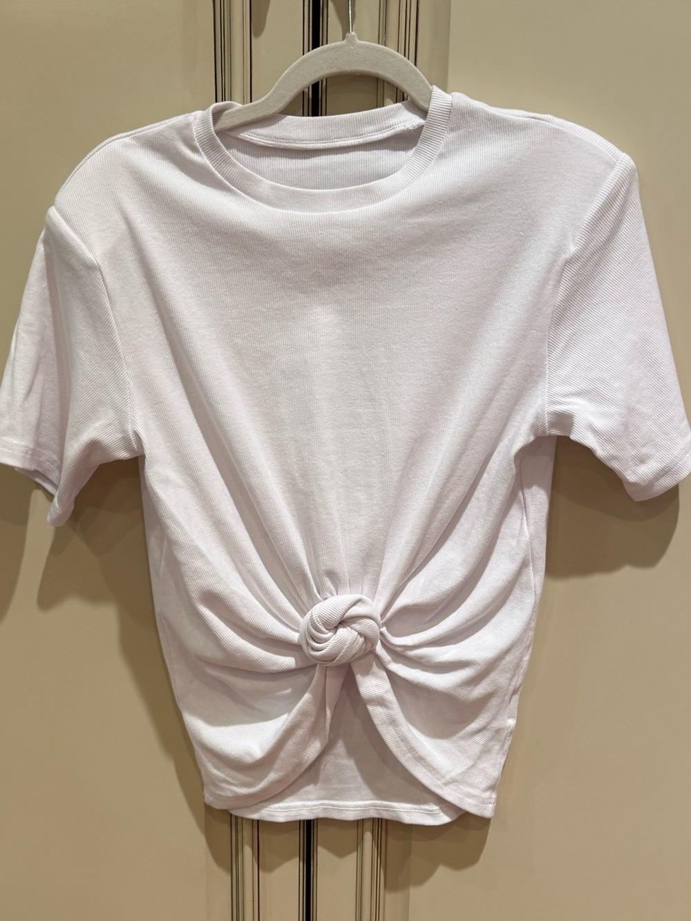 Innovare Denim White Front Knot Short Sleeve T-Shirt Top NWOT